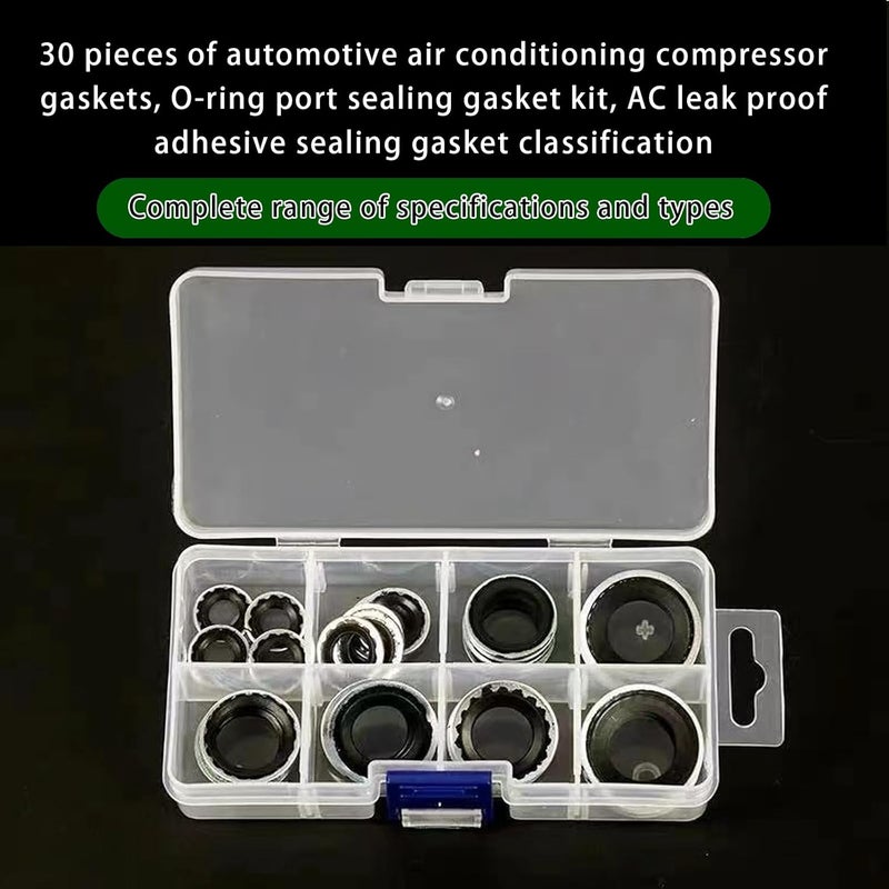 Arwrilt 30 PCS Car Air Conditioning Compressor Gasket kits, Bonded Seal Gasket, Air Conditioning Compressor Port Seal Washer, Universal A/C Gasket Assortment for Cars (Black) - Image 4
